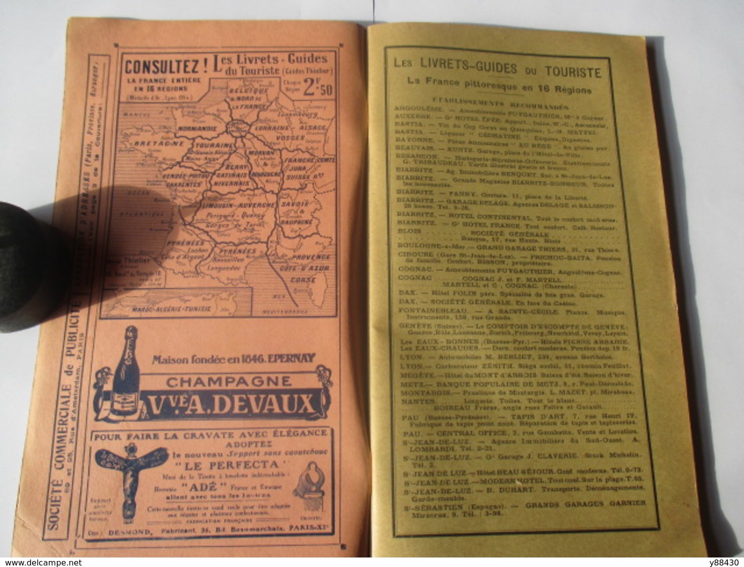 Livret Guides Du Touriste THIOLIER De 1923 - LYON / PROVENCE / COTE-D'AZUR / CORSE - 100 Pages-18 Photos - Cuadernillos Turísticos