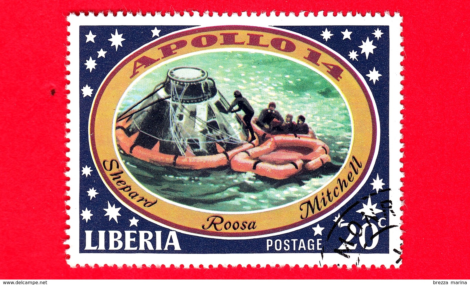 LIBERIA - Usato - 1971 - Viaggi Nello Spazio - Allunaggio Dell'Apollo 14 - Astronauti  - Astronauts Leaving Capsule - 20 - Liberia