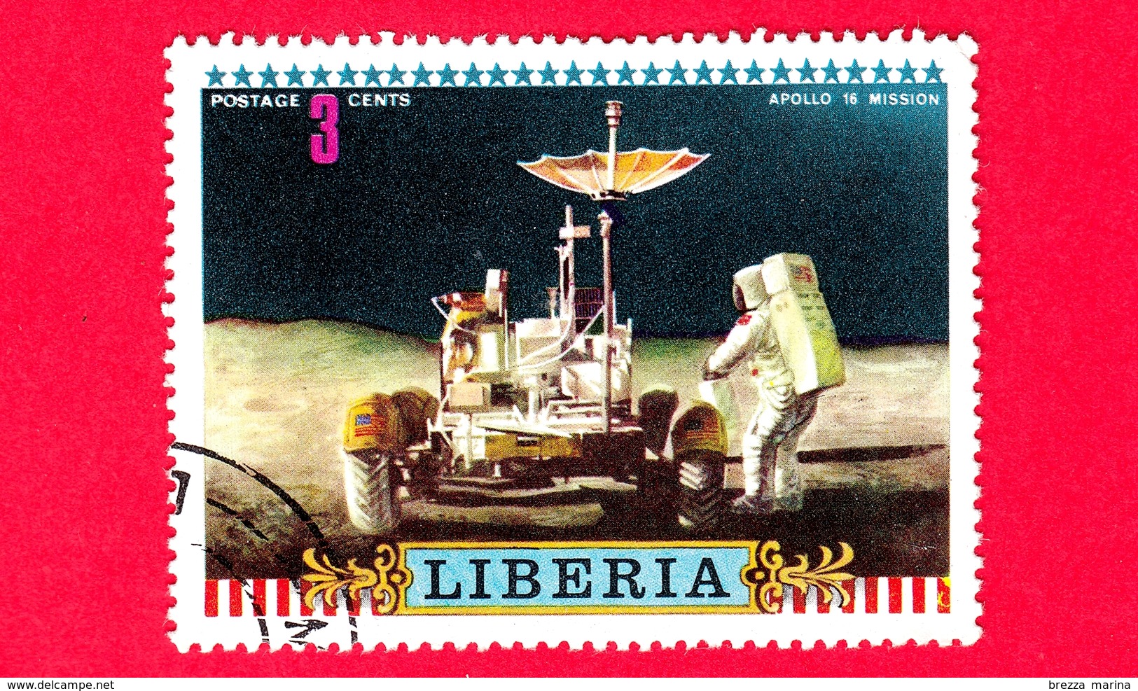 LIBERIA - Usato - 1972 - Viaggi Nello Spazio - Apollo 16 - Astronauti  - Missione - 3 - Liberia