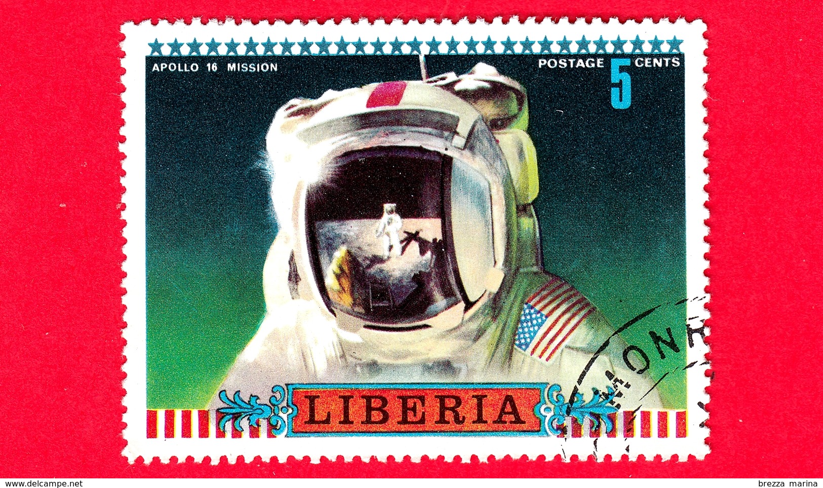 LIBERIA - Usato - 1972 - Viaggi Nello Spazio - Apollo 16 - Astronauti  - Missione - 5 - Liberia