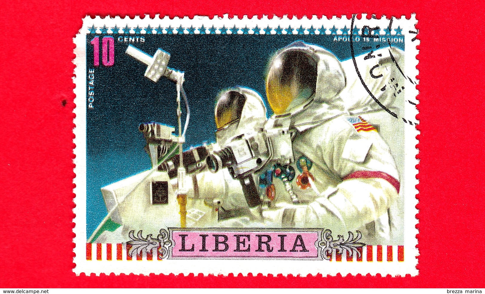 LIBERIA - Usato - 1972 - Viaggi Nello Spazio - Apollo 16 - Astronauti  - Missione - 10 - Liberia