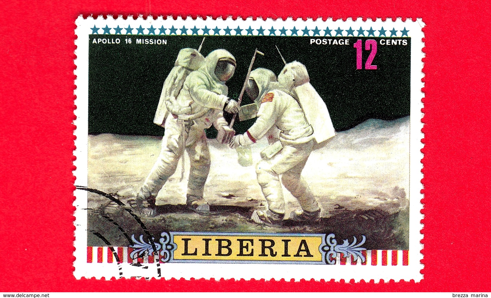 LIBERIA - Usato - 1972 - Viaggi Nello Spazio - Apollo 16 - Astronauti  - Missione - 12 - Liberia