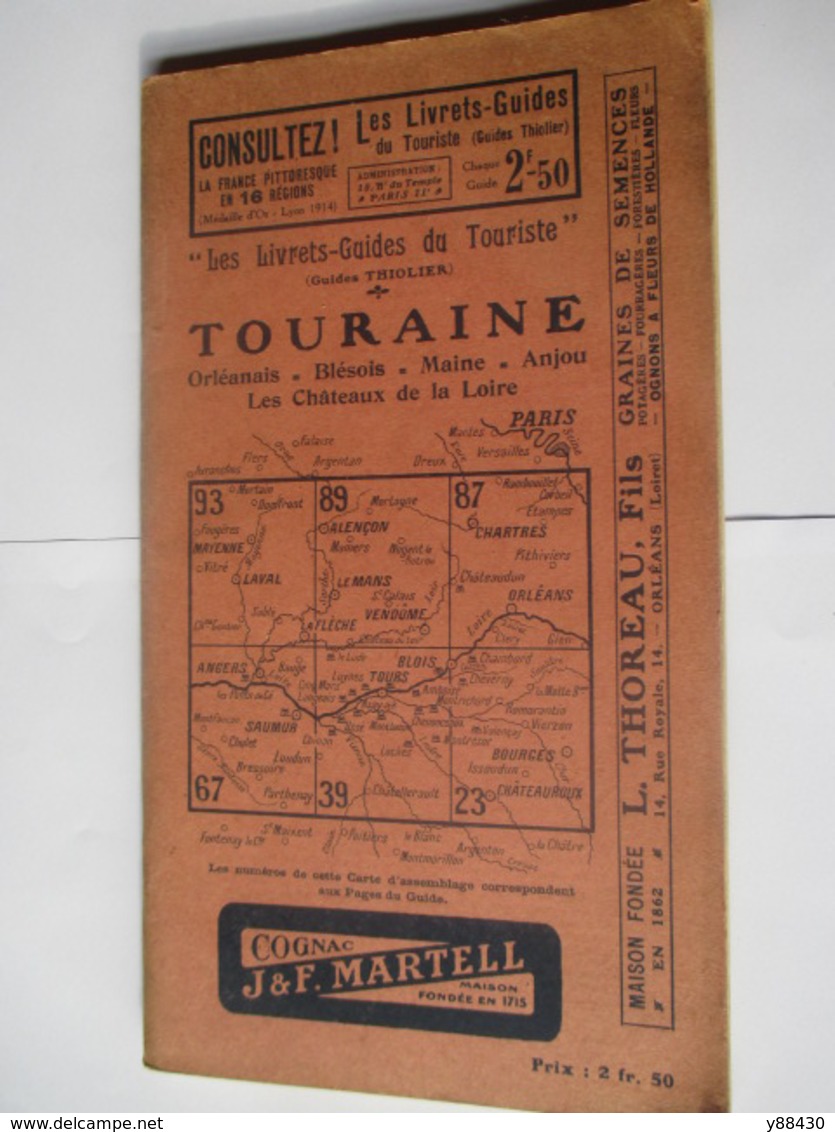 Livret Guides Du Touriste De 1923 -TOURAINE - Orléanais / Blésois / Maine / Anjou / Loire - 100 Pages - 20 Photos - Dépliants Touristiques