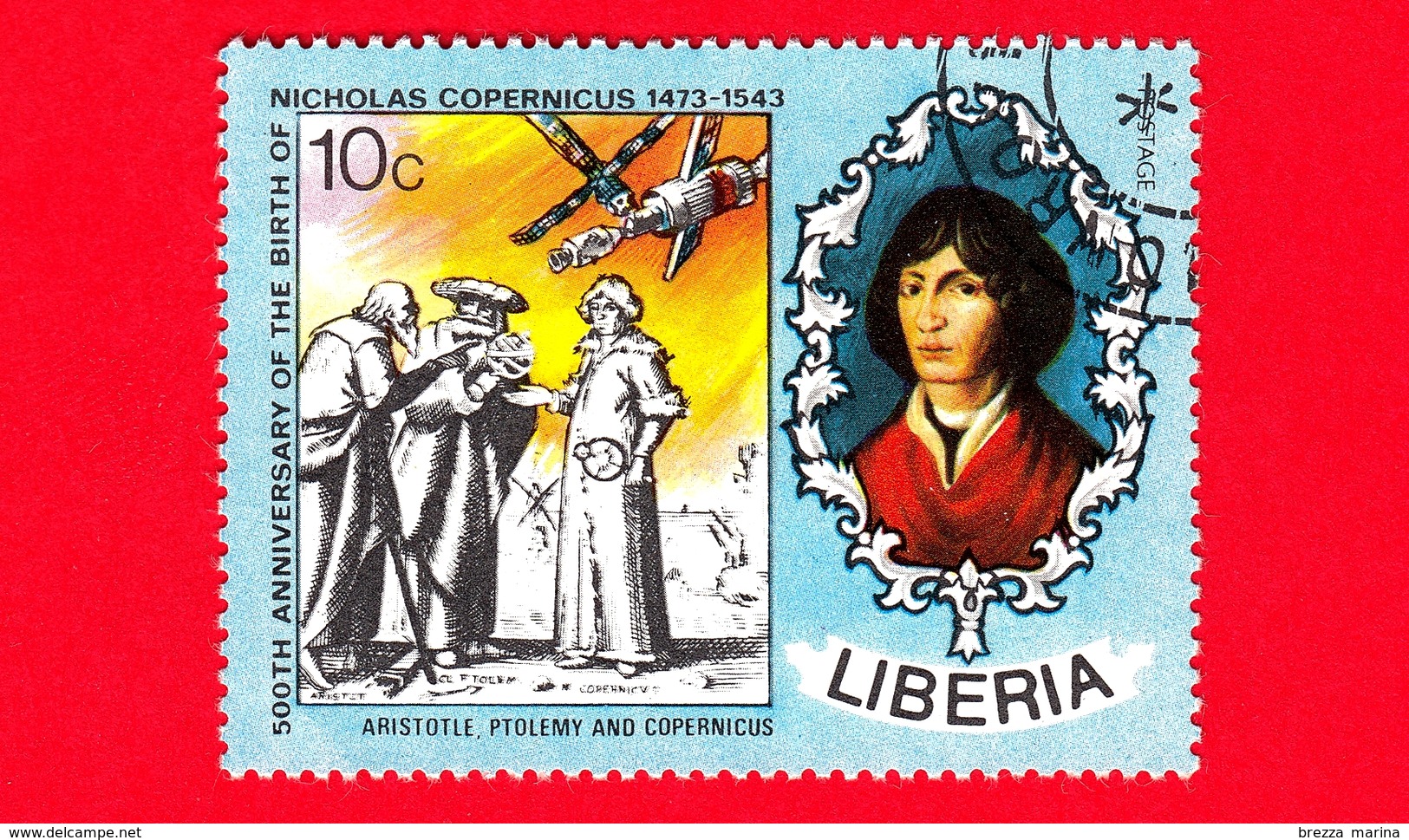 LIBERIA - Usato - 1973 - 500 Anni Della Nascita Di Niccolò Copernico - Aristotle, Ptolemy And Copernicus - 10 - Liberia