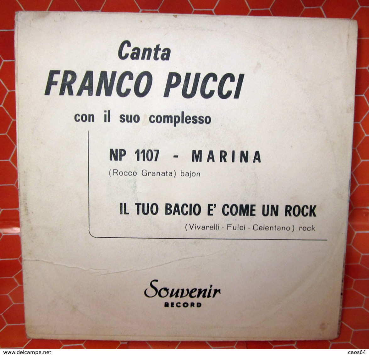 MARINA IL TUO BACIO E' COME UN ROCK SEXY COVER NO VINYL 45 GIRI - 7" - Accessoires, Pochettes & Cartons