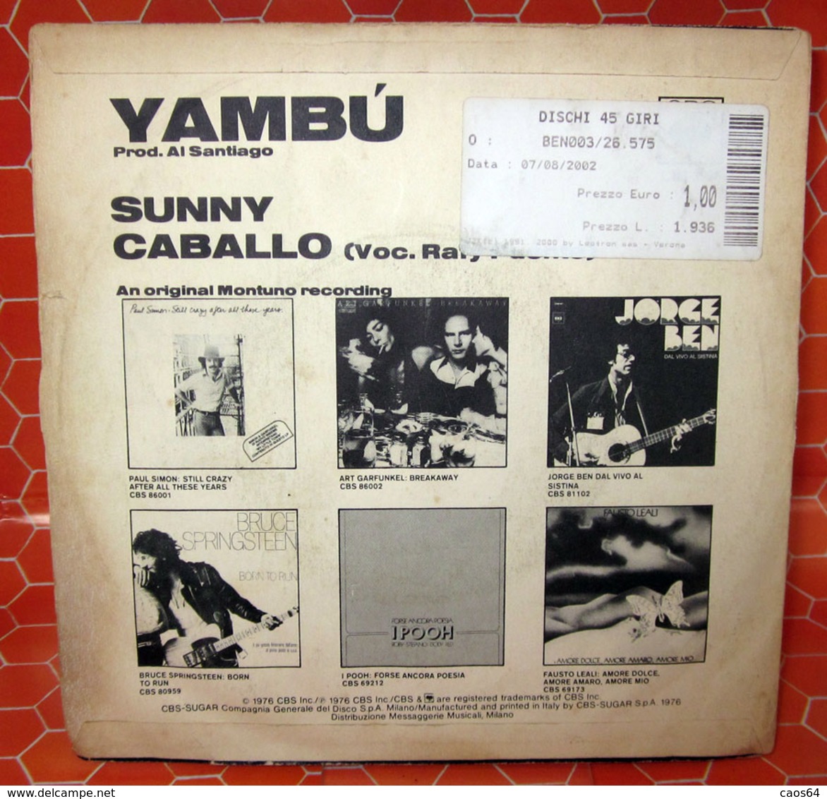 YAMBU' SUNNY COVER NO VINYL 45 GIRI - 7" - Accessories & Sleeves