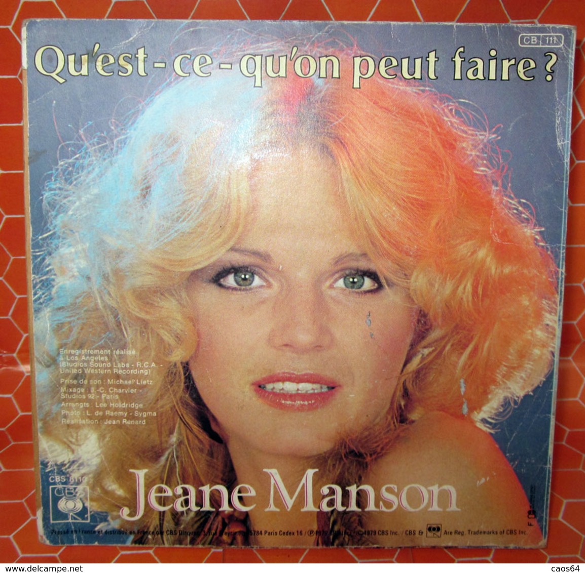 JEANE MANSON QU'EST CE QU'ON PEUT FAIRE? AUCUN VINYLE  COVER NO VINYL 45 GIRI - 7" - Toebehoren En Hoezen