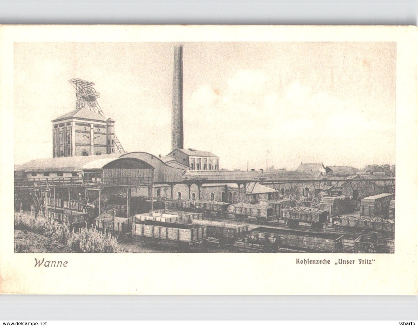 2 AK WANNE Fabrik Kohlenzeche "Unser Fritz" Mit Zug + Bahnhof Mit Zug Um 1906 - Sonstige & Ohne Zuordnung