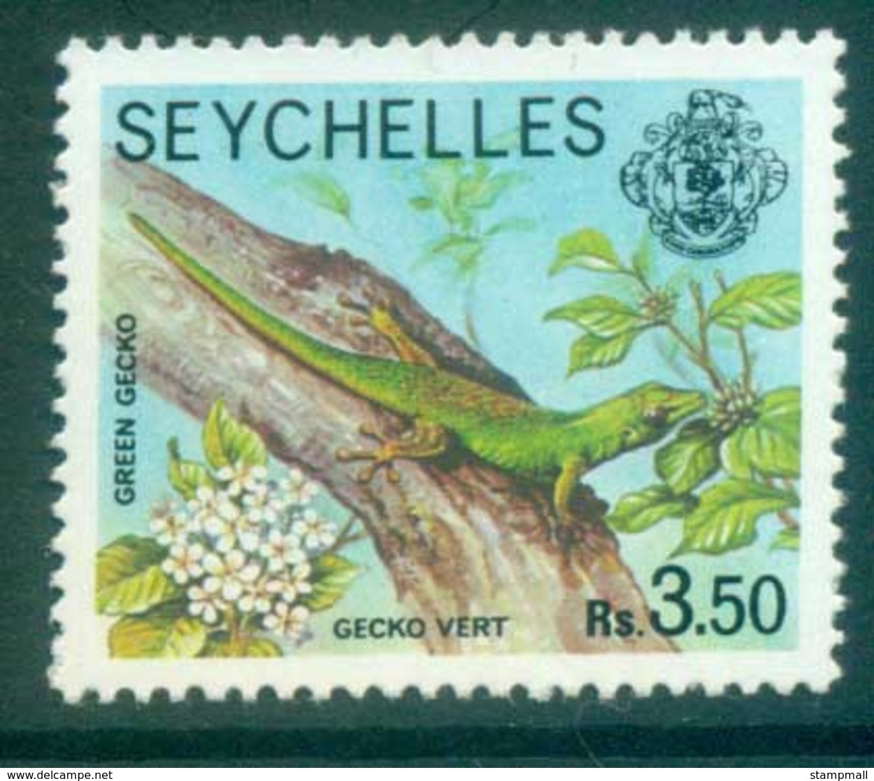 Seychelles 1977-91 Green Gecko 3.50R MUH Lot81237 - Seychelles (1976-...)