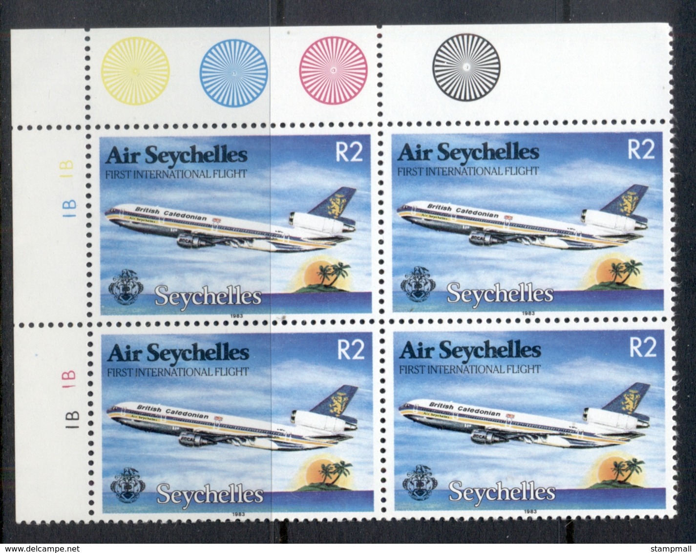 Seychelles 1983 Seychelles Air First International Flight Blk4 MUH - Seychelles (1976-...)