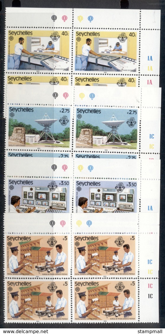 Seychelles 1983 World Communication Year Blk4 MUH - Seychelles (1976-...)