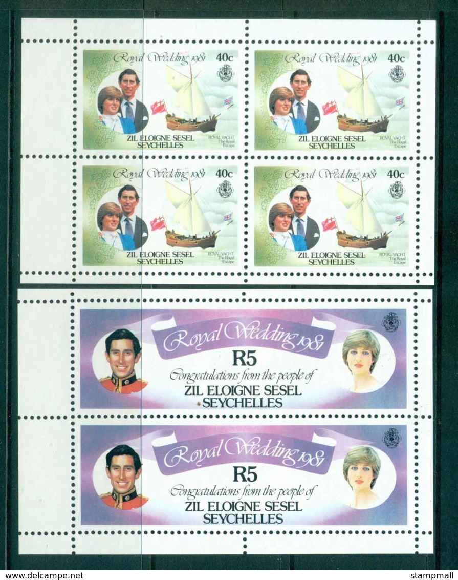 Seychelles ZES 1981 Charles & Diana Wedding 2x Booklet Pane MUH Lot45249 - Seychelles (1976-...)