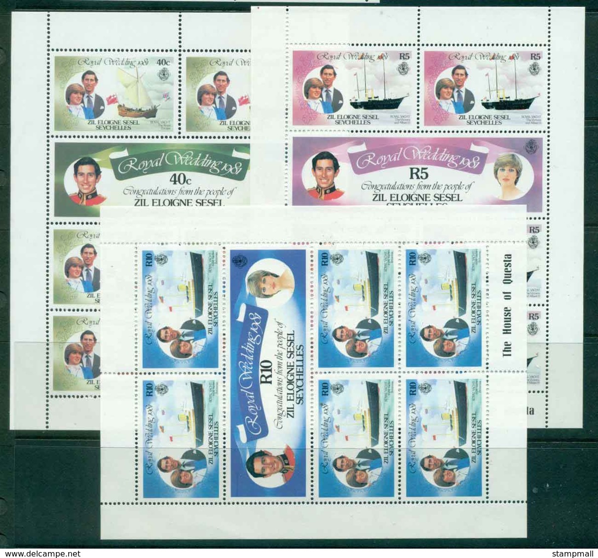 Seychelles ZES 1981 Charles & Diana Wedding 3x Sheetlets MUH Lot45251 - Seychelles (1976-...)