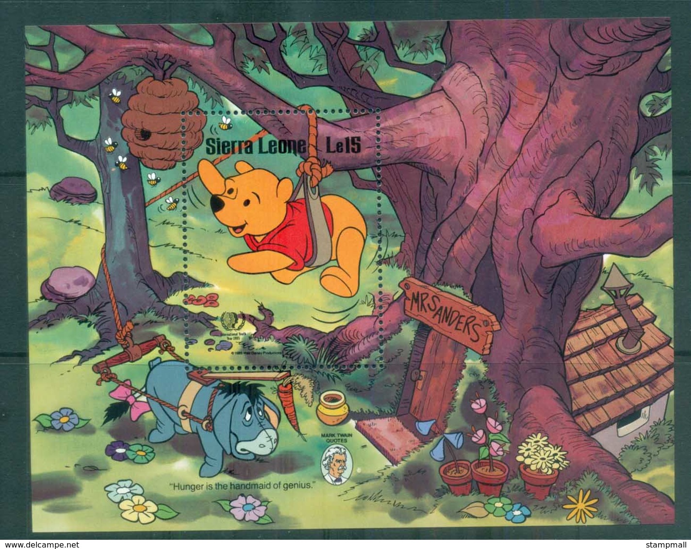 Sierra Leone 1985 Disney, Mark Twain, Winnie The Pooh MS MUH Lot78960 - Sierra Leone (1961-...)