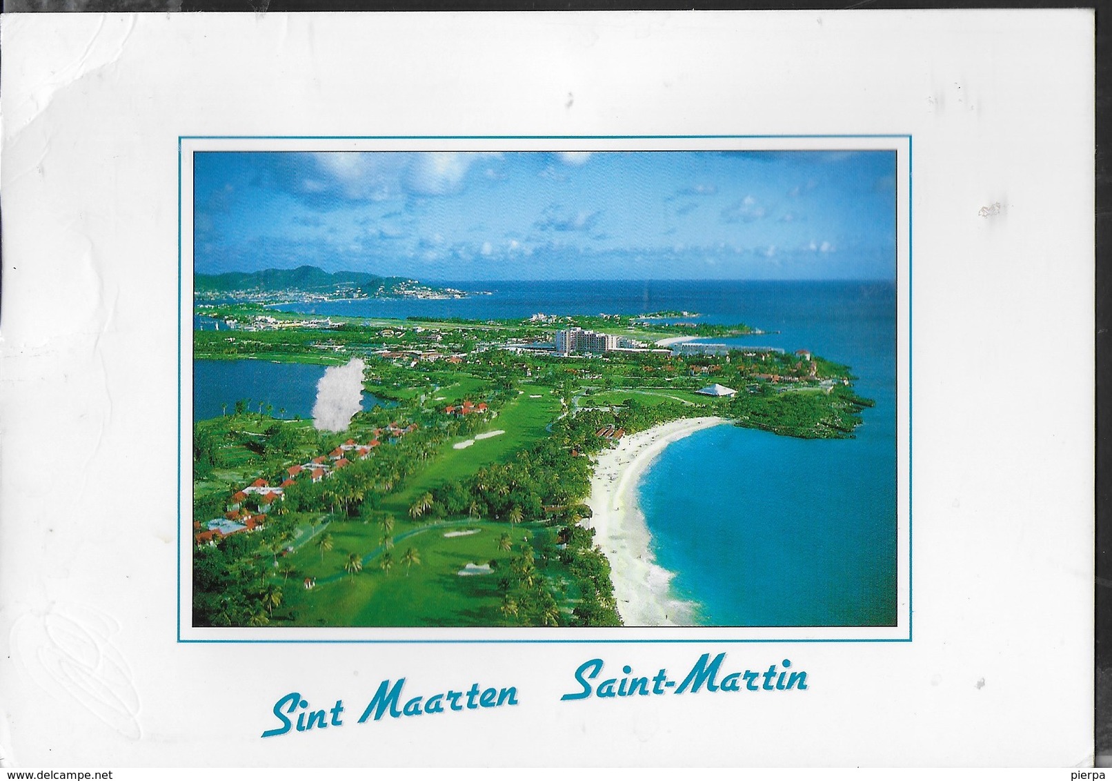 NETHERLANDS ANTILLES - SAINT-MARTIN - PANORAMA AEREO - VIAGGIATA FRANCOBOLLO ASPORTATO - Saint-Martin