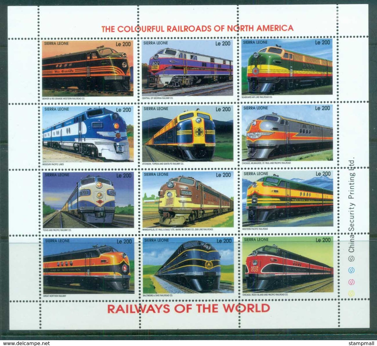 Sierra Leone 1995 Railways Of The World  MS MLH - Sierra Leone (1961-...)