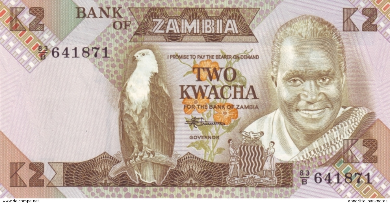 ZAMBIE 2 KWACHA ND (1986) P-24c NEUF [ZM125c] - Zambia