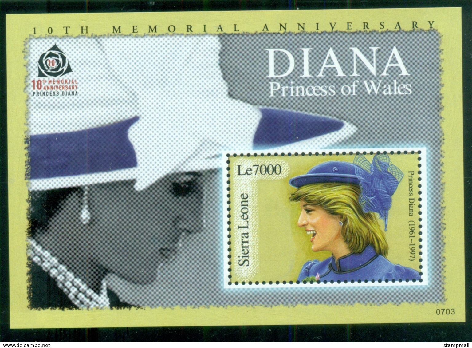 Sierra Leone 2007 Princess Diana In Memoriam, 10th Anniv., A Beautiful Princess MS MUH - Sierra Leone (1961-...)