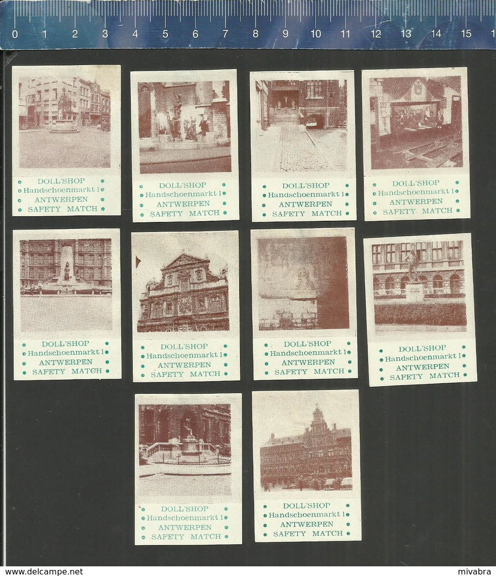 OLD VIEWS OF ANTWERP ANTWERPEN ZICHTEN DOLL SHOP HANDSCHOENMARKT -  Luciferetiketten - Boites D'allumettes - Etiquettes