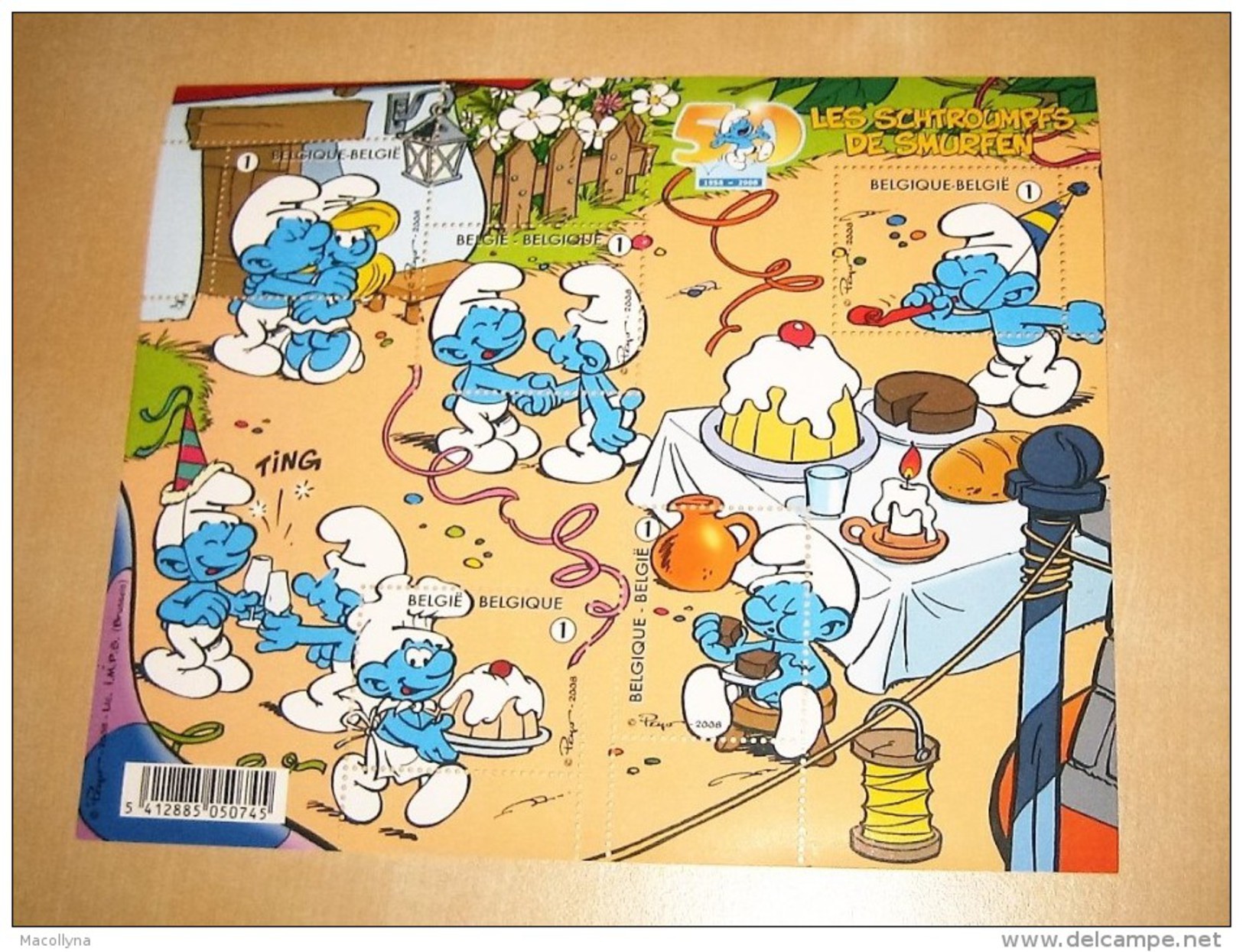 BLOK 159** 3809/13** Postfris 50 Jaar Smurfen / Les Schtroumpfs / The Smurfs / Peyo - 1961-2001