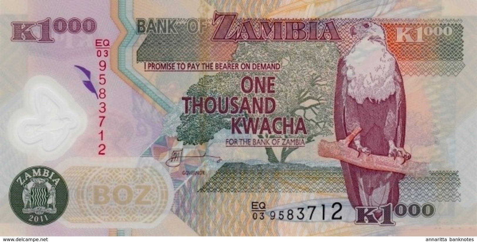 ZAMBIE 1000 KWACHA 2011 P-44h NEUF [ZM146h] - Zambia