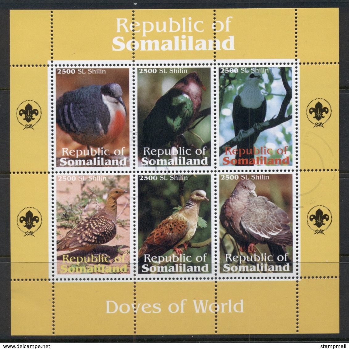 Somaliland 2010c. Birds, Doves Of The World MS CTO - Somalia (1960-...)
