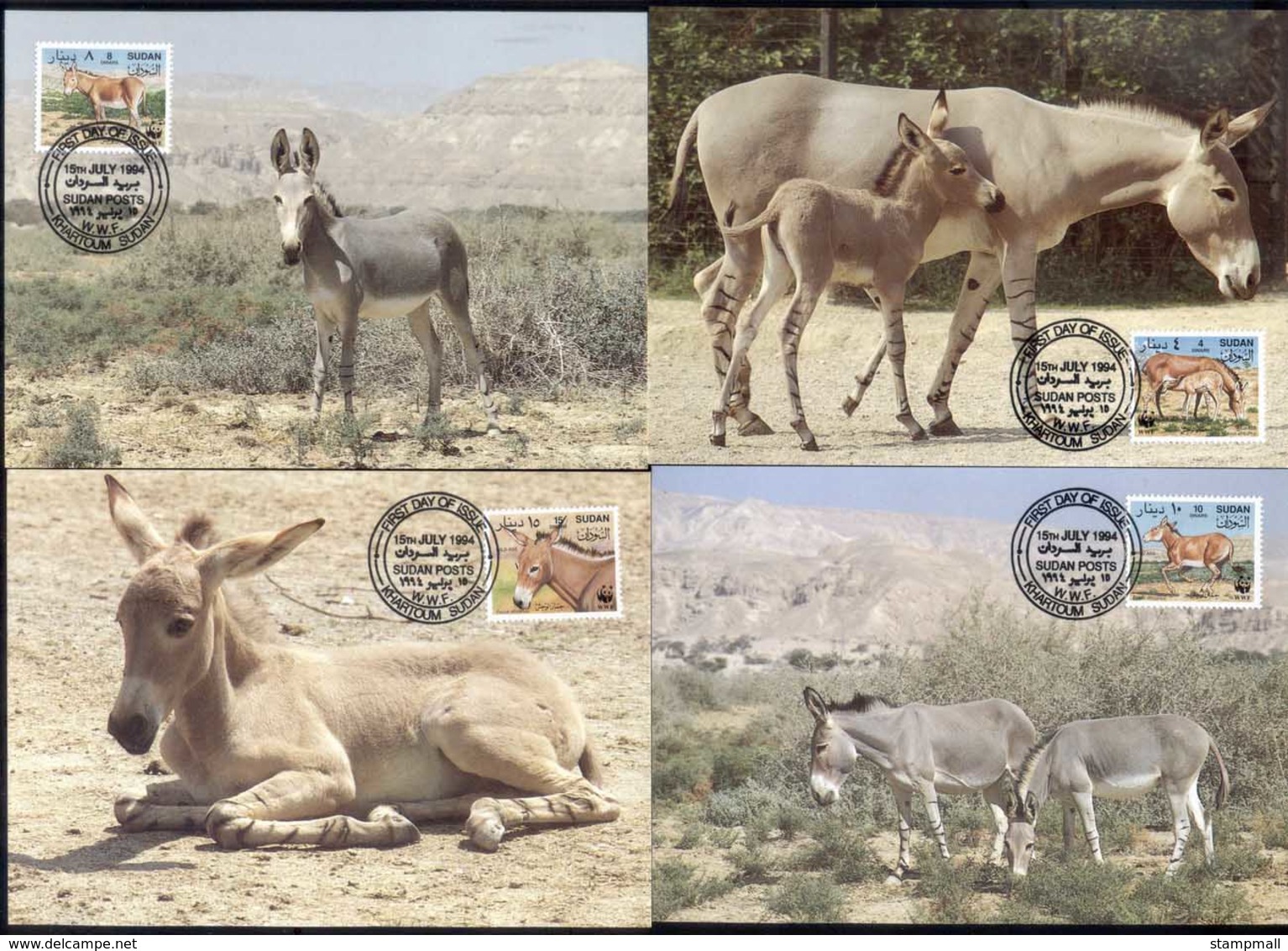 S_uda_n 1994 African Wild Ass Maxicards - Sudan (1954-...)