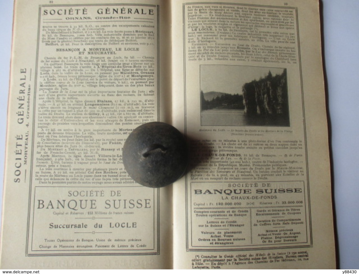 Livret Guides du Touriste THIOLIER de 1923 - FRANCHE COMTE / JURA / SUISSE - 100 pages - 22 photos