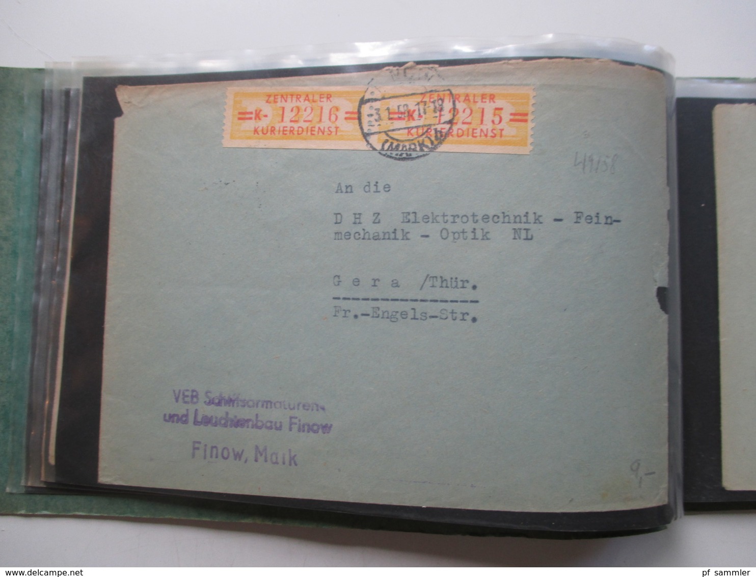 DDR Belege ZKD / Dienstmarken A / B mit 17 interessanten Belegen! Auch MeF!! z.B. Schiffsarmaturen und Leuchtenbau Finow