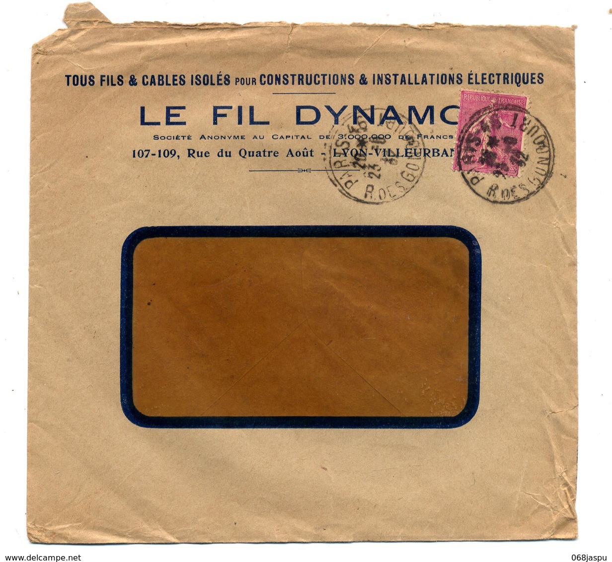 Lettre Cachet Paris Sur Semeuse Entete Fil Dynamic - Cachets Manuels