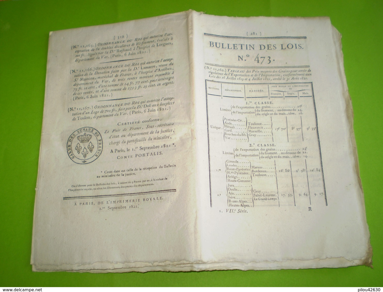 Lois 1821:Cie D'assurance Mutuelle Des Machines Et Mécaniques Contre L'incendie ,Seine Inférieure & Eure. Legs ... - Décrets & Lois