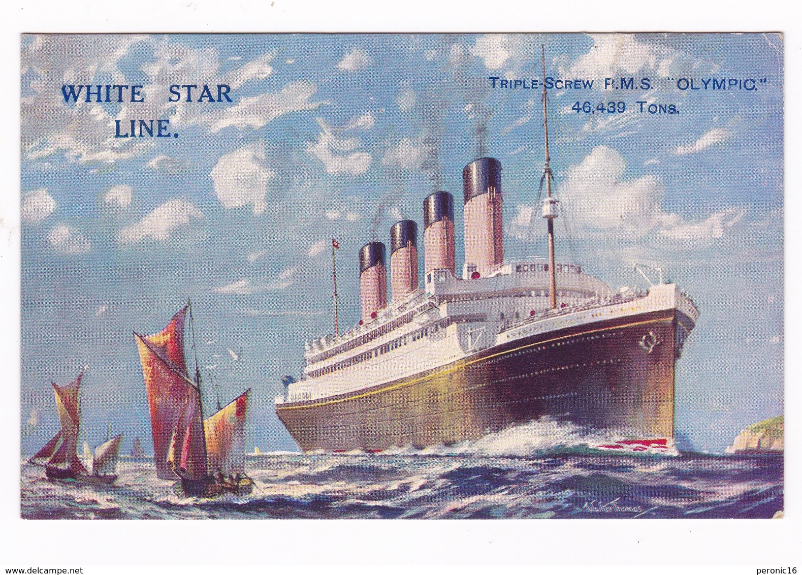 Jolie CP Coul. Paquebot Transatlantique Britannique RMS Olympic (1911–1934), White Star Line, - Paquebots