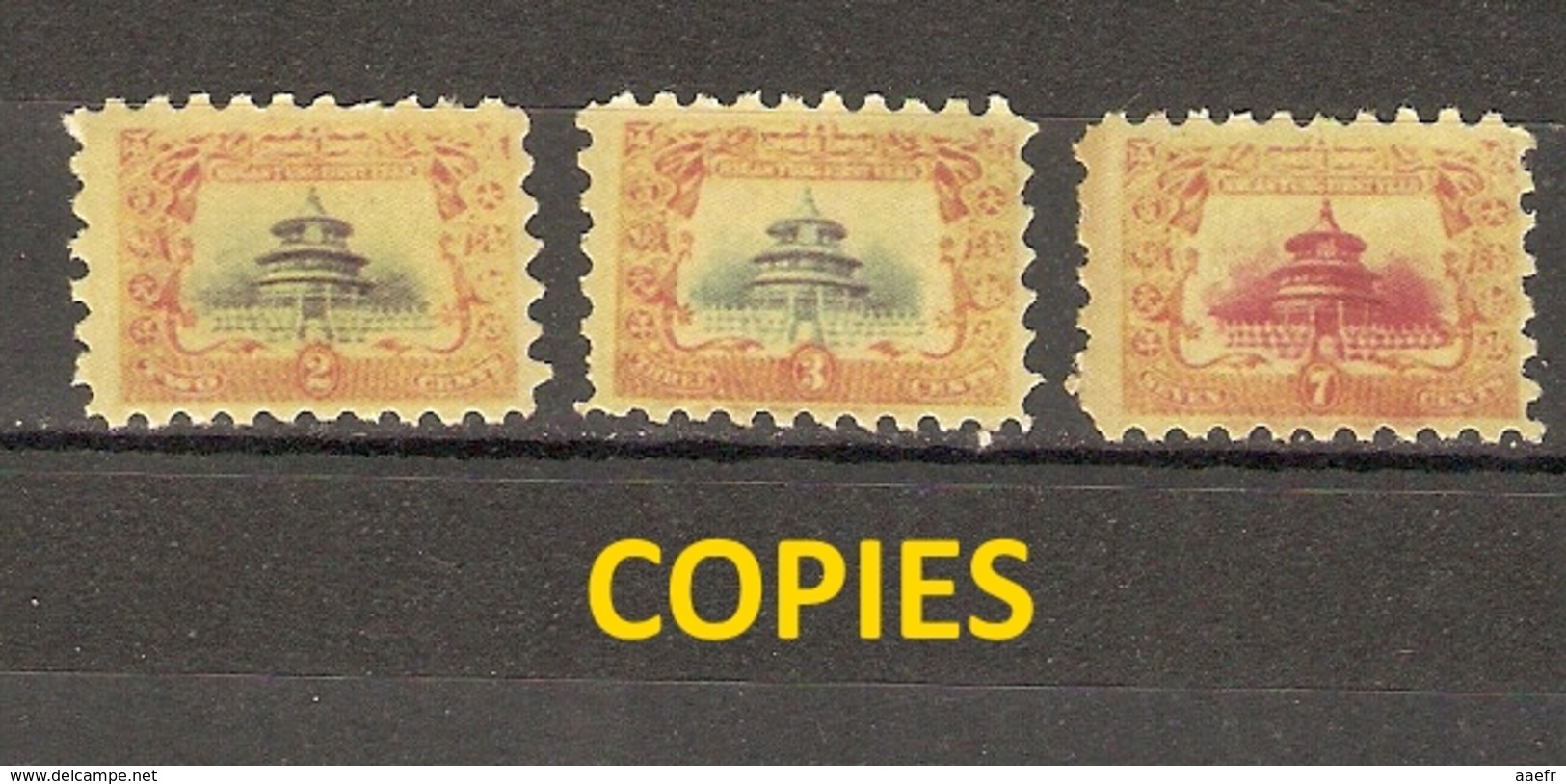 Chine Empire 1909 - Temple Du Ciel -  Série De 3 FAUX/COPIES/FORGERIES - YT 80/82 - Autres & Non Classés