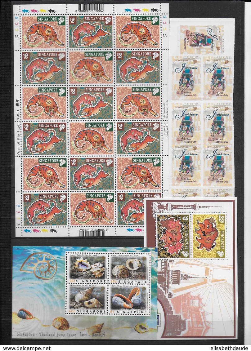 SINGAPORE - COLLECTION 4 PAGES ** (MAJORITE 1997/98)  - COTE YVERT = 330 EURO - FORTE VALEUR FACIALE - Singapour (1959-...)