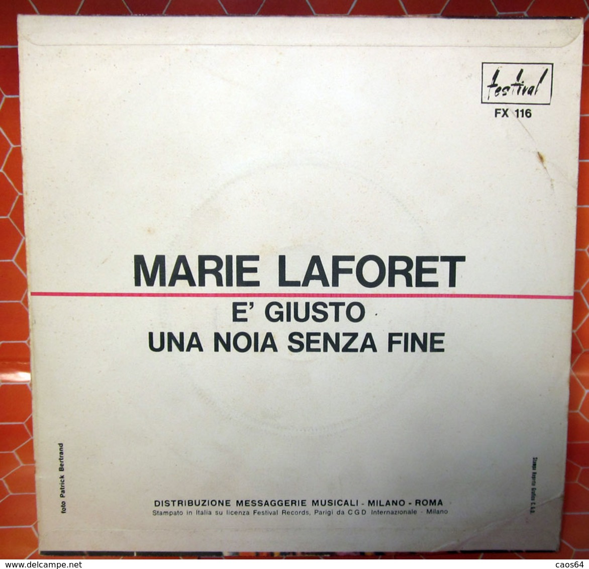 MARIE LAFORET E' GIUSTO AUCUN VINYLE  COVER NO VINYL 45 GIRI - 7" - Zubehör & Versandtaschen