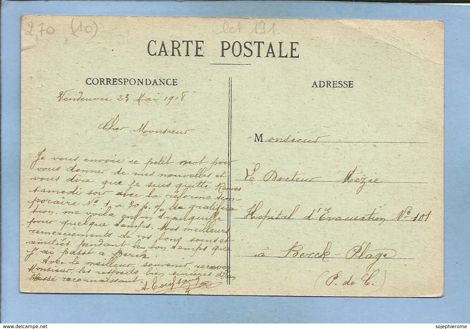 Vendeuvre-sur-Barse 10 Sous Arches Du Viaduc La Barre & Moulin 2 Scans 23-05-1918 Dr Mézie Berck Hôpital N°101 - Autres & Non Classés