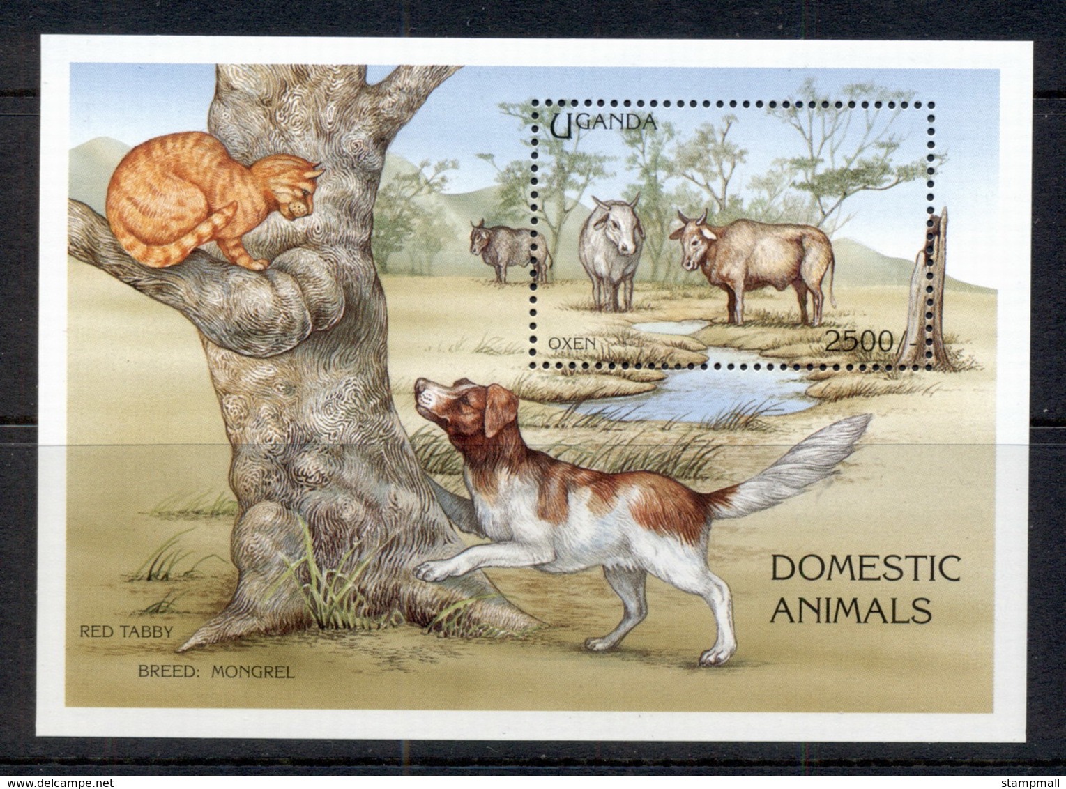 Uganda 1995 Domestic Animals, Cats & Dogs, Oxen MS MUH - Uganda (1962-...)