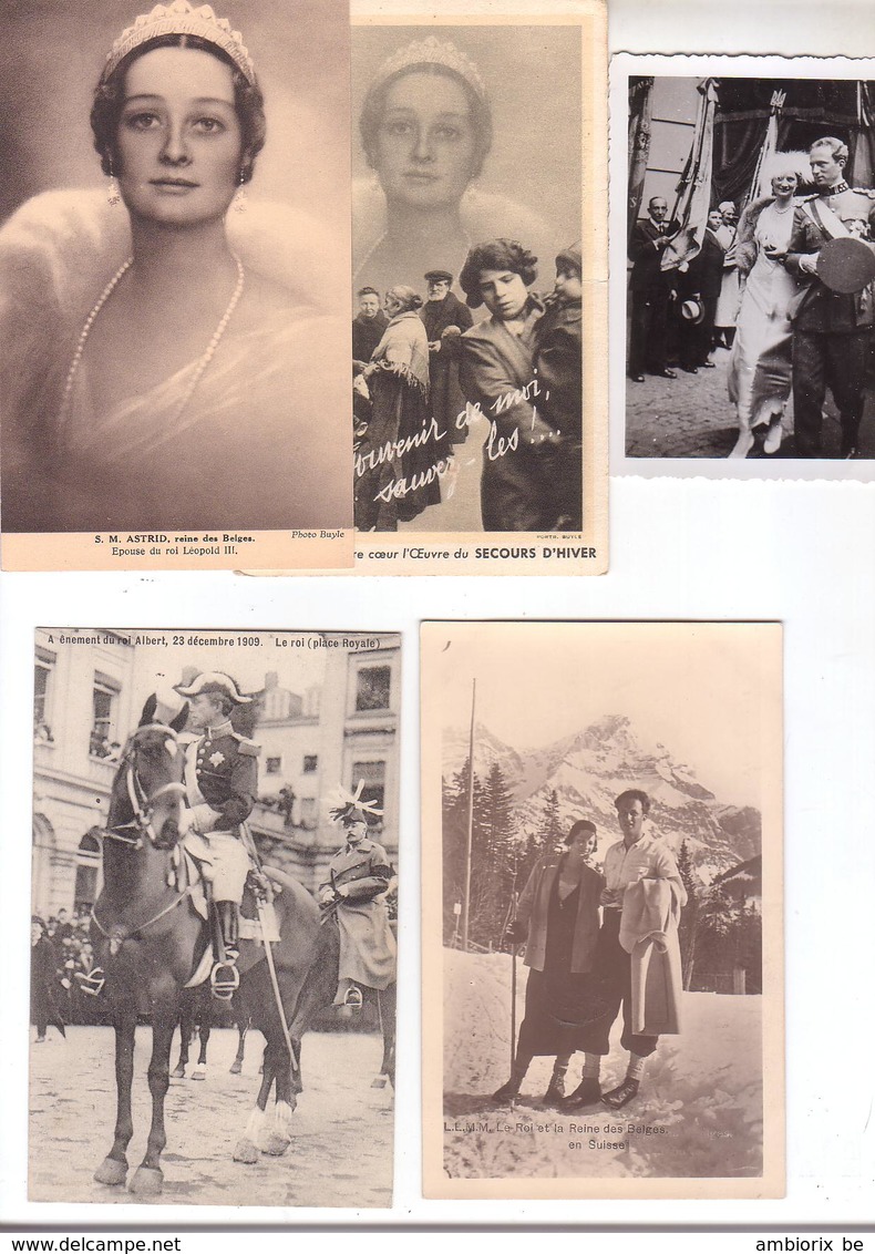 Famille Royale Belge - lot de 45 cartes postales et photos