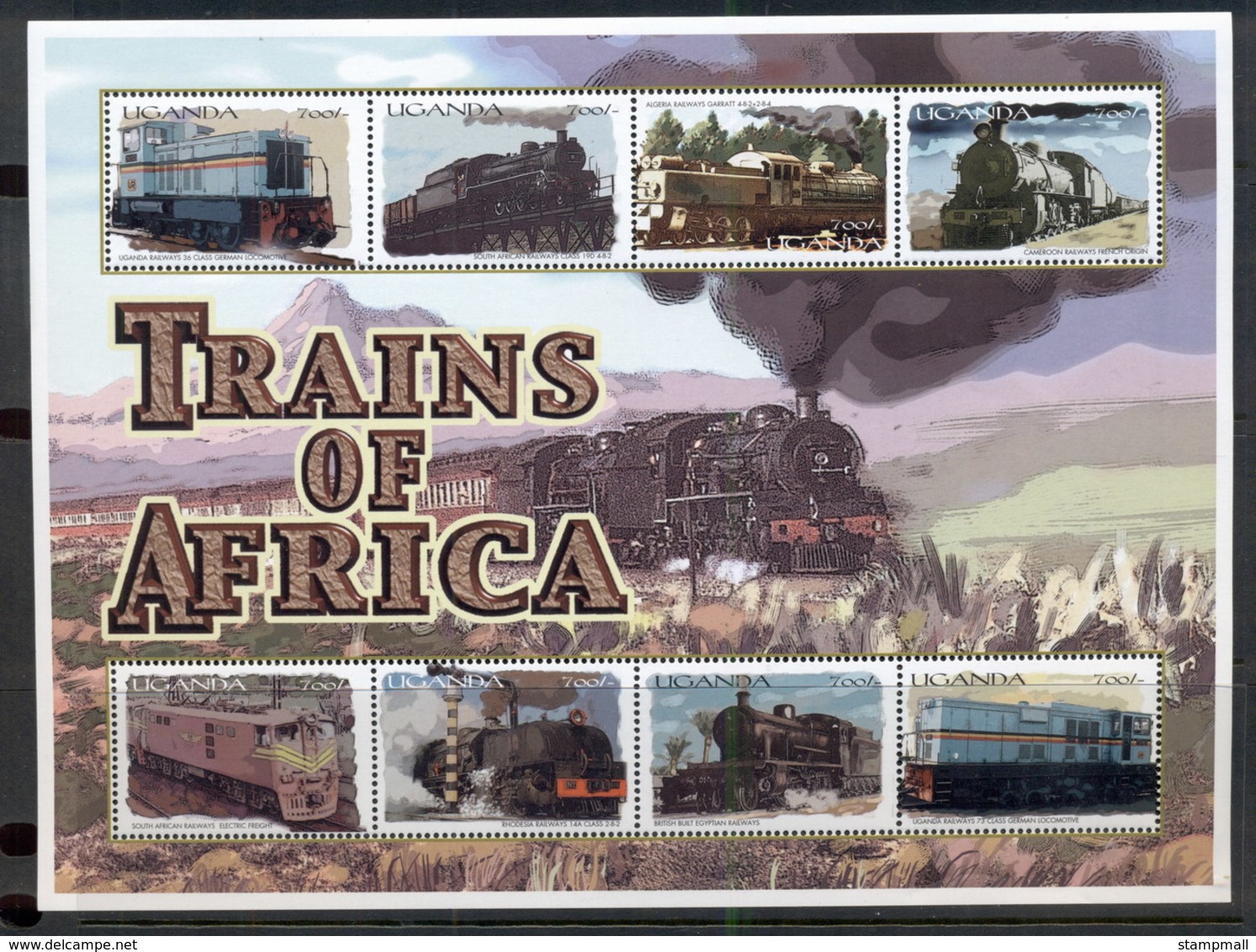 Uganda 2000 Trains Of Africa Sheetlet MUH - Uganda (1962-...)