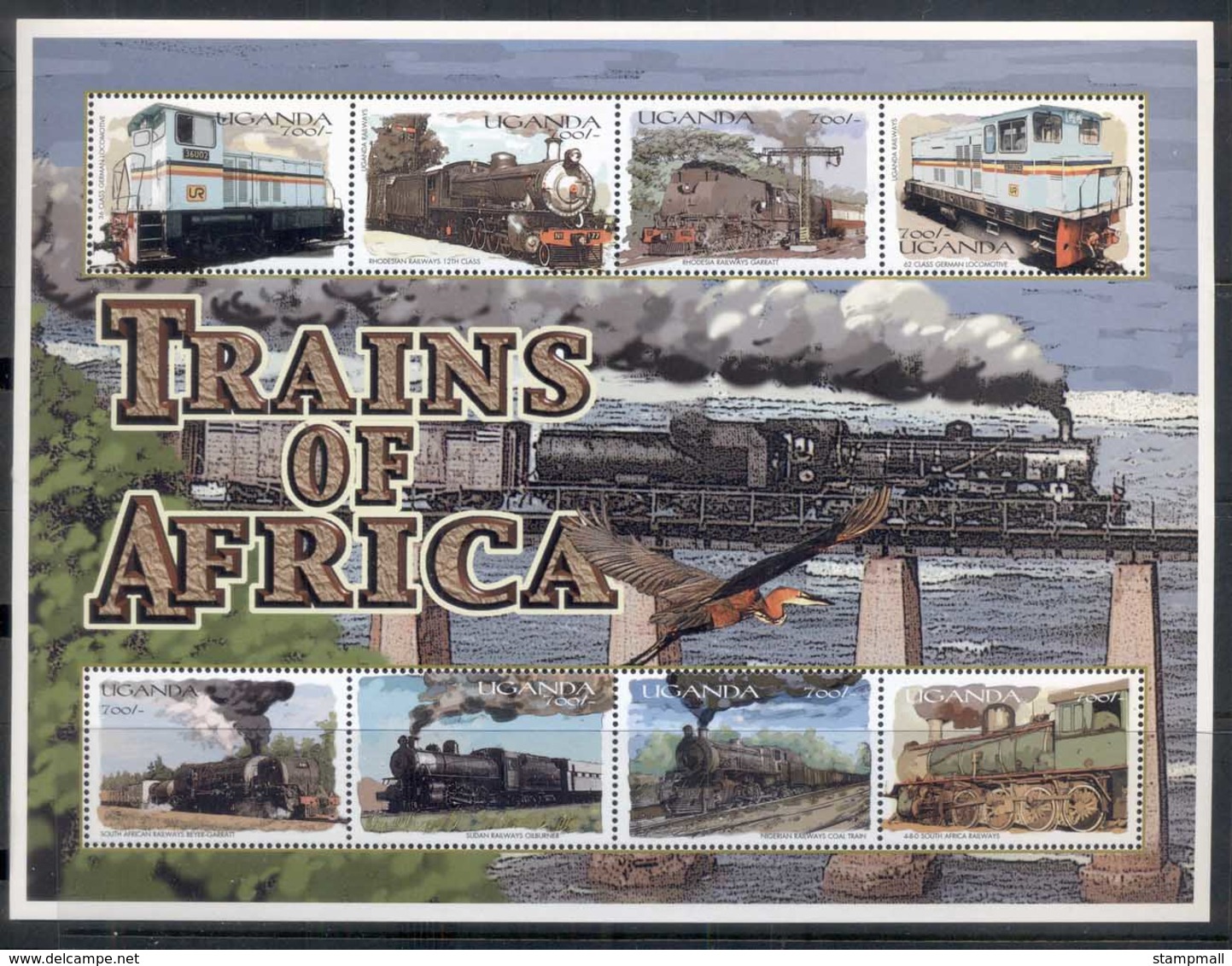 Uganda 2000 Trains Sheetlet #2 MUH - Uganda (1962-...)