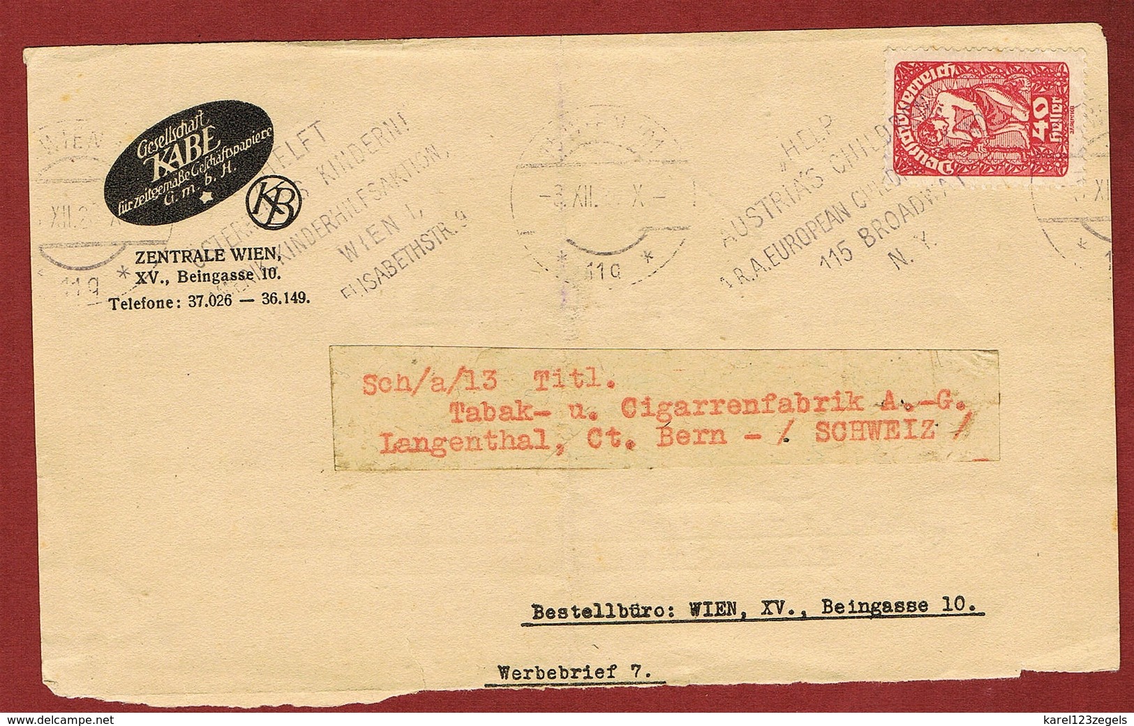Infla Ab 15 April 1920 Auslandcorrespondenz  Drucksache - Briefe U. Dokumente