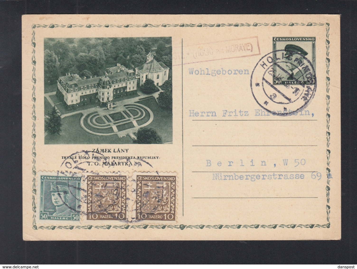 Czechoslovakia Stationery Uprated 1936 Holic To Berlin - Covers & Documents