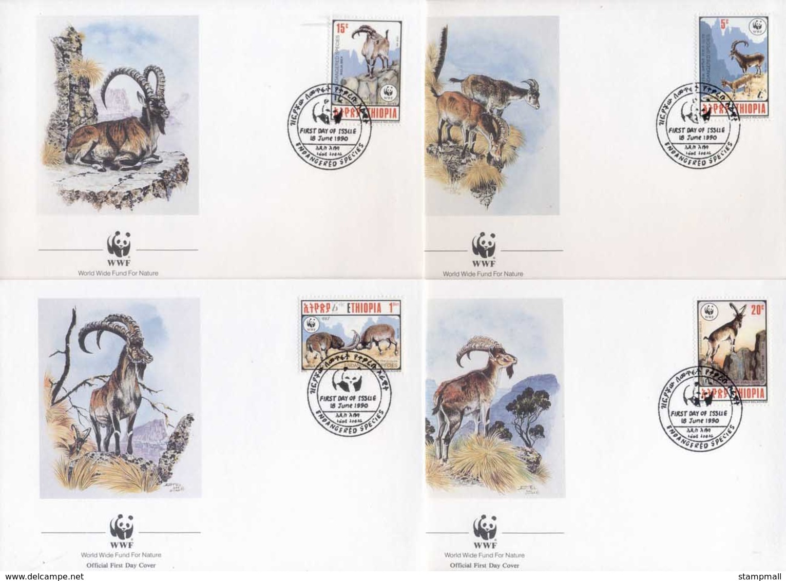 Ethiopia 1990 WWF Walia Ibex FDC - Ethiopie