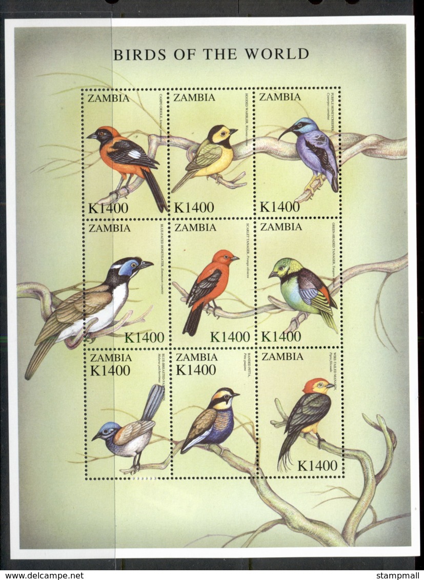 Zambia 2000 Birds Of The World Sheetlet MUH - Zambia (1965-...)