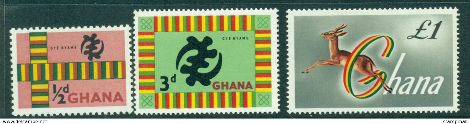 Ghana 1961 Redrawn Defins 3 Vals MUH Lot27581 - Ghana (1957-...)