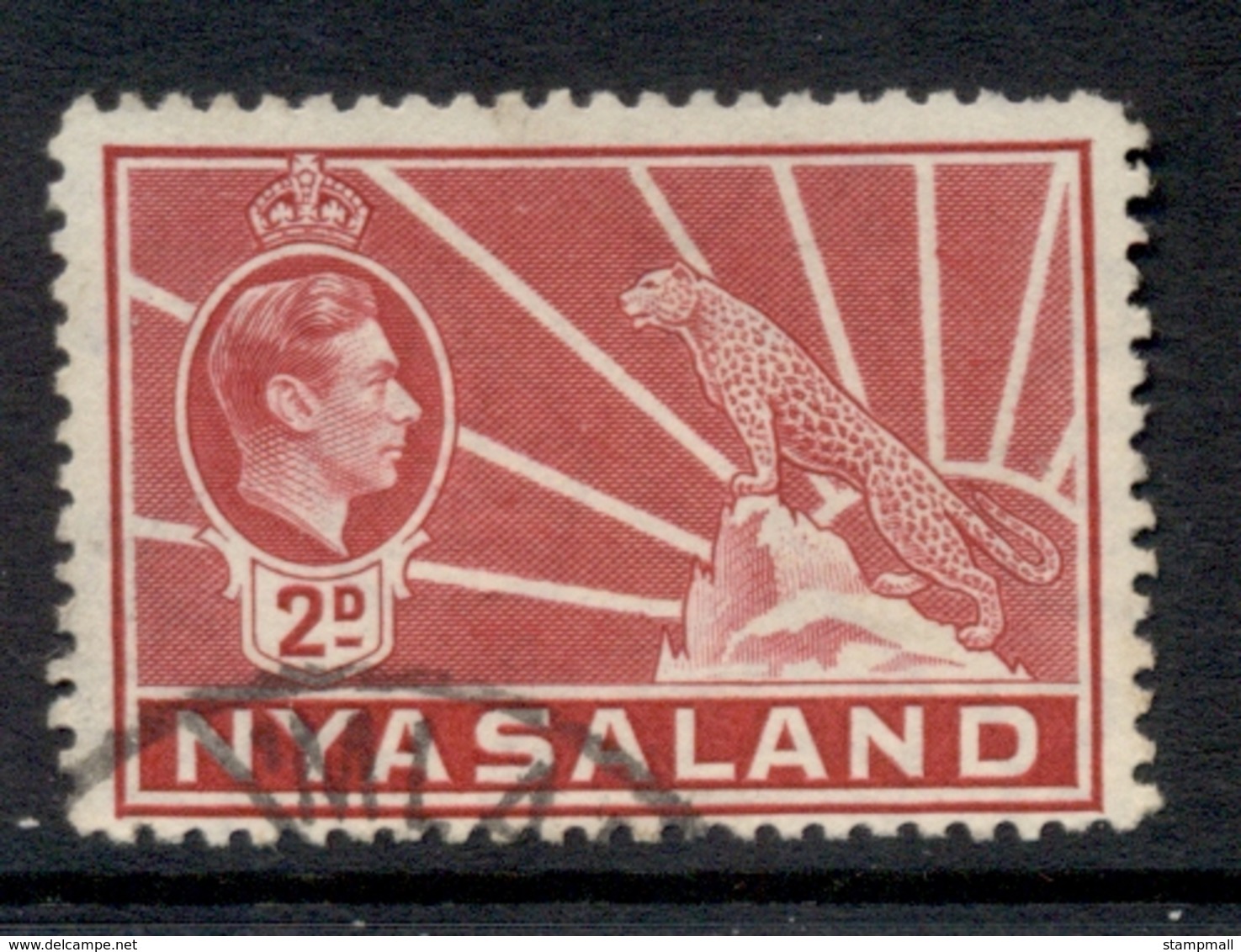 Nyasaland 1938-44 KGVI & Leopard 2d Carmine FU - Nyassaland (1907-1953)