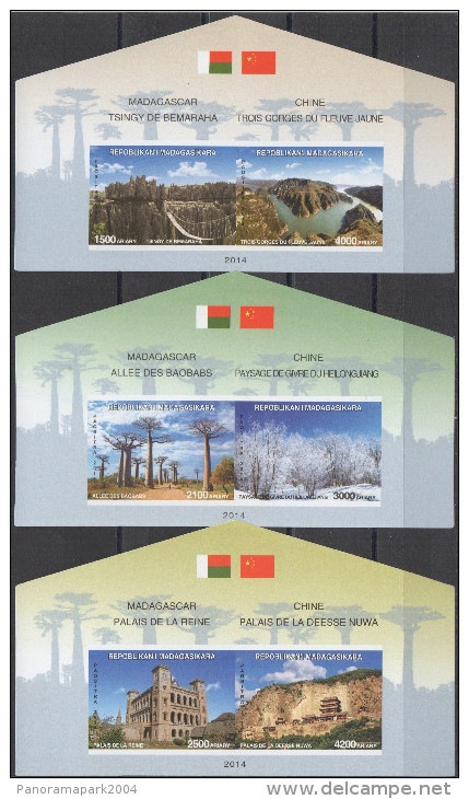 Madagascar Madagaskar 2014 Mi. 2665/2670 Chine Imperf Non Dentelé China Joint Issue Heilongjiang Trois Gorges - Blocks & Kleinbögen