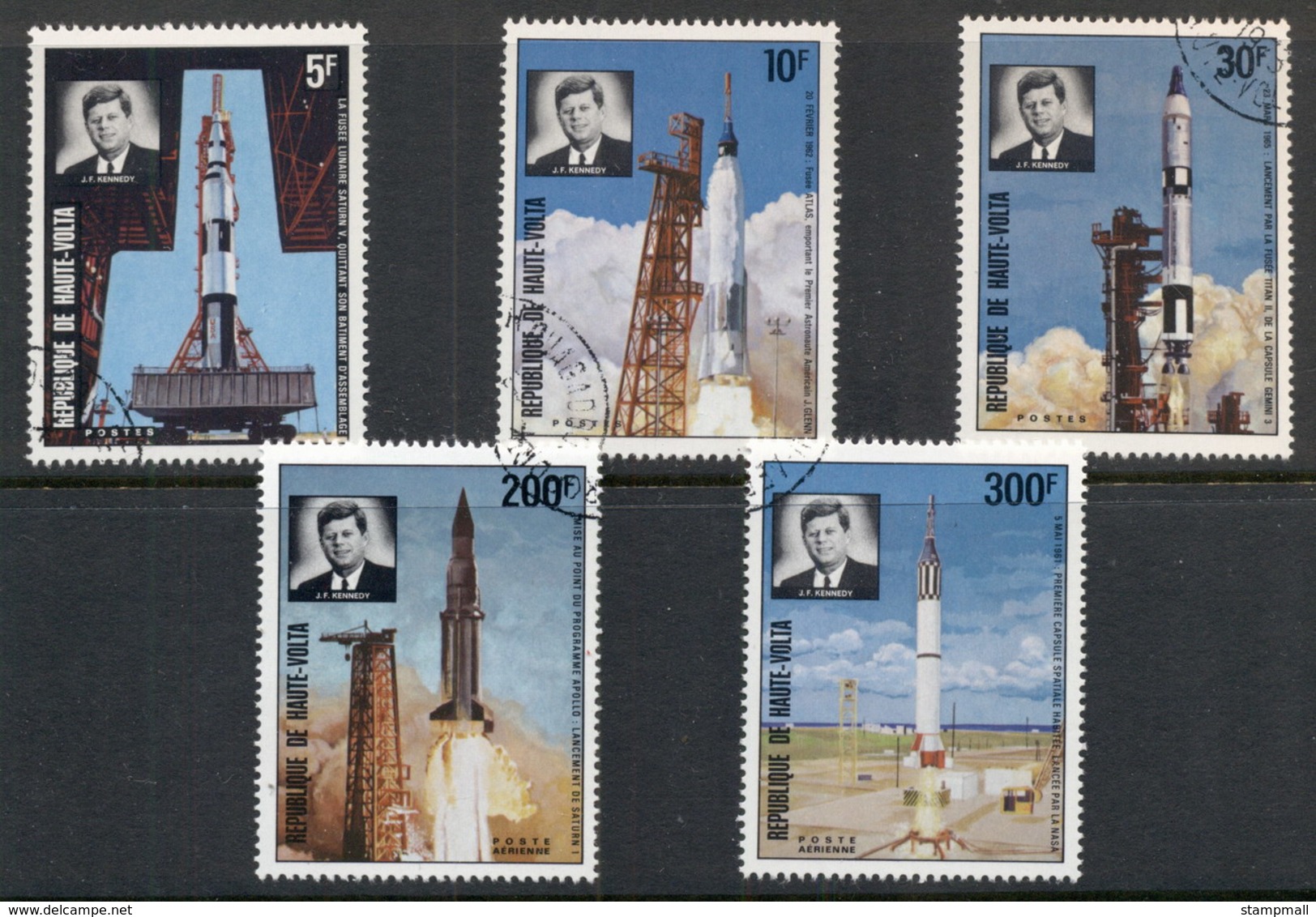 Upper Volta 1973 Saturn 5 Space Rocket, JFK Kennedy CTO - Upper Volta (1958-1984)