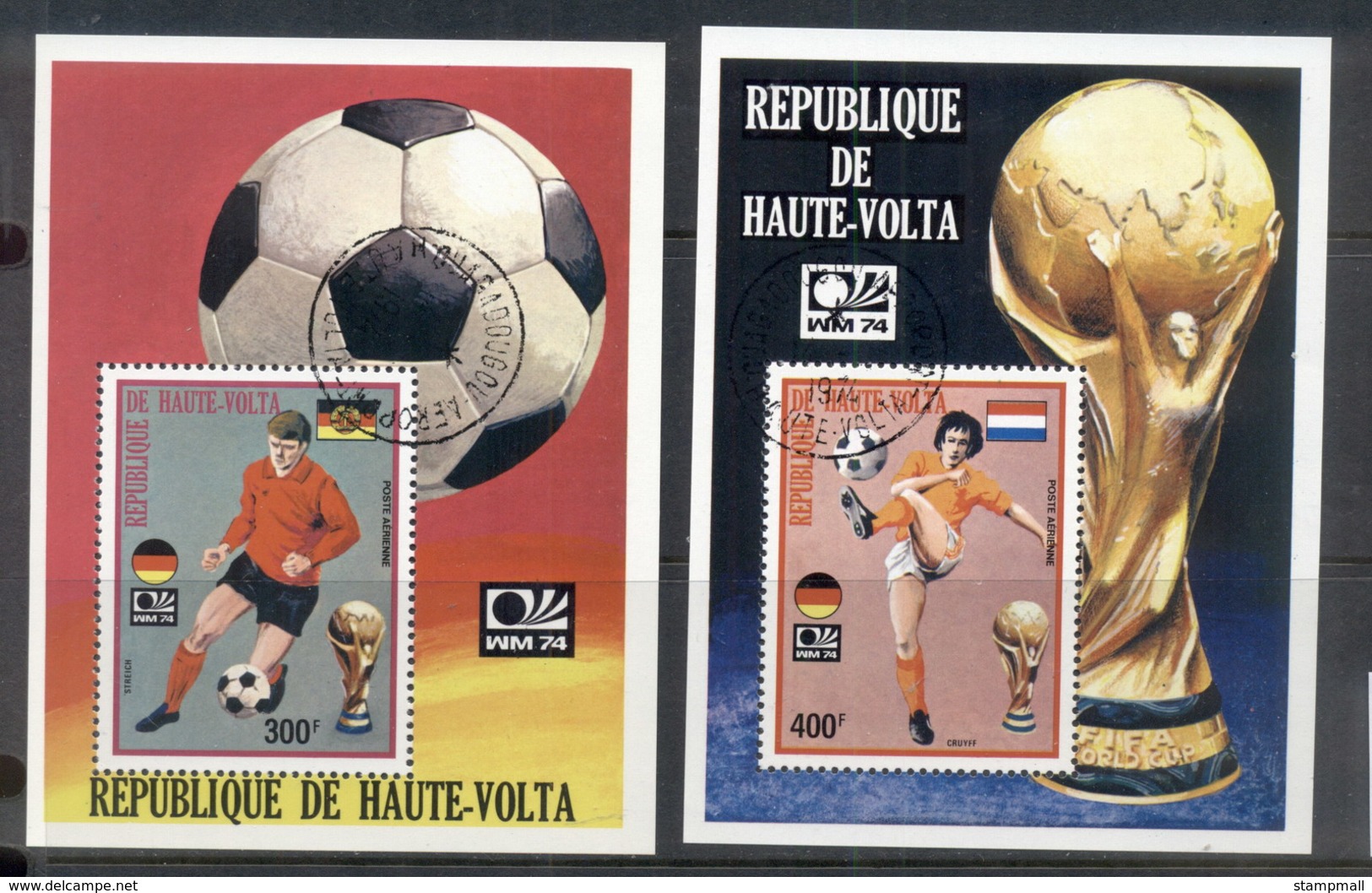 Upper Volta 1974 World Cup Soccer Munich 2xMS CTO - Upper Volta (1958-1984)