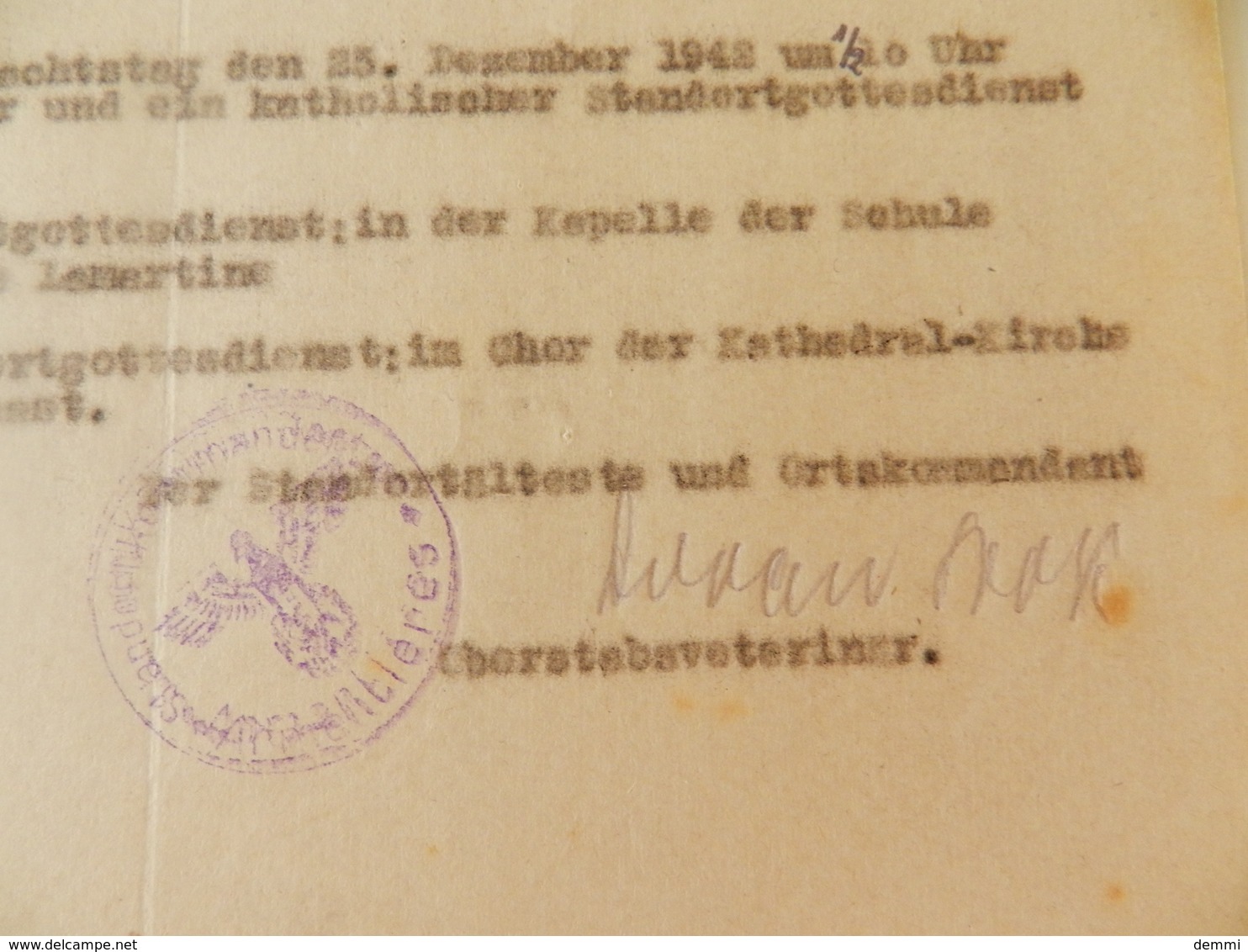 Militaria  - Armentières (59) - 1942  - Document En Allemand  - Cachet De La StandortKpmmandantur  D'Armentières - Documents